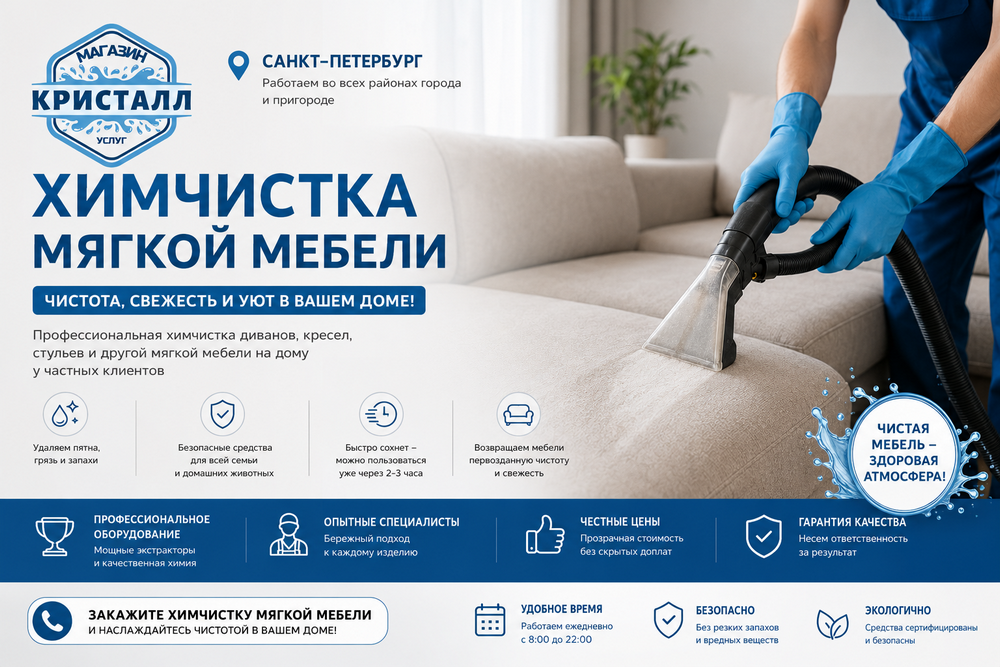 химчистка мягкой мебели для частных лиц СПБ