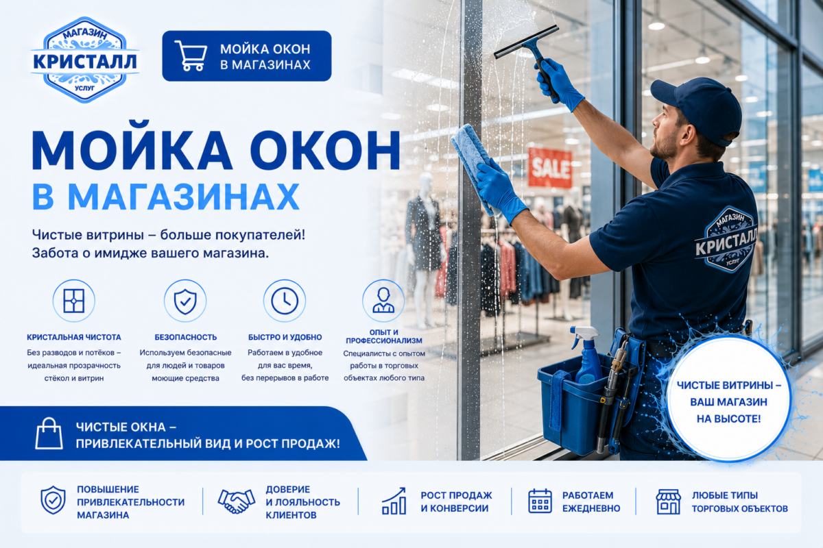 мойка окон в магазинах СПБ