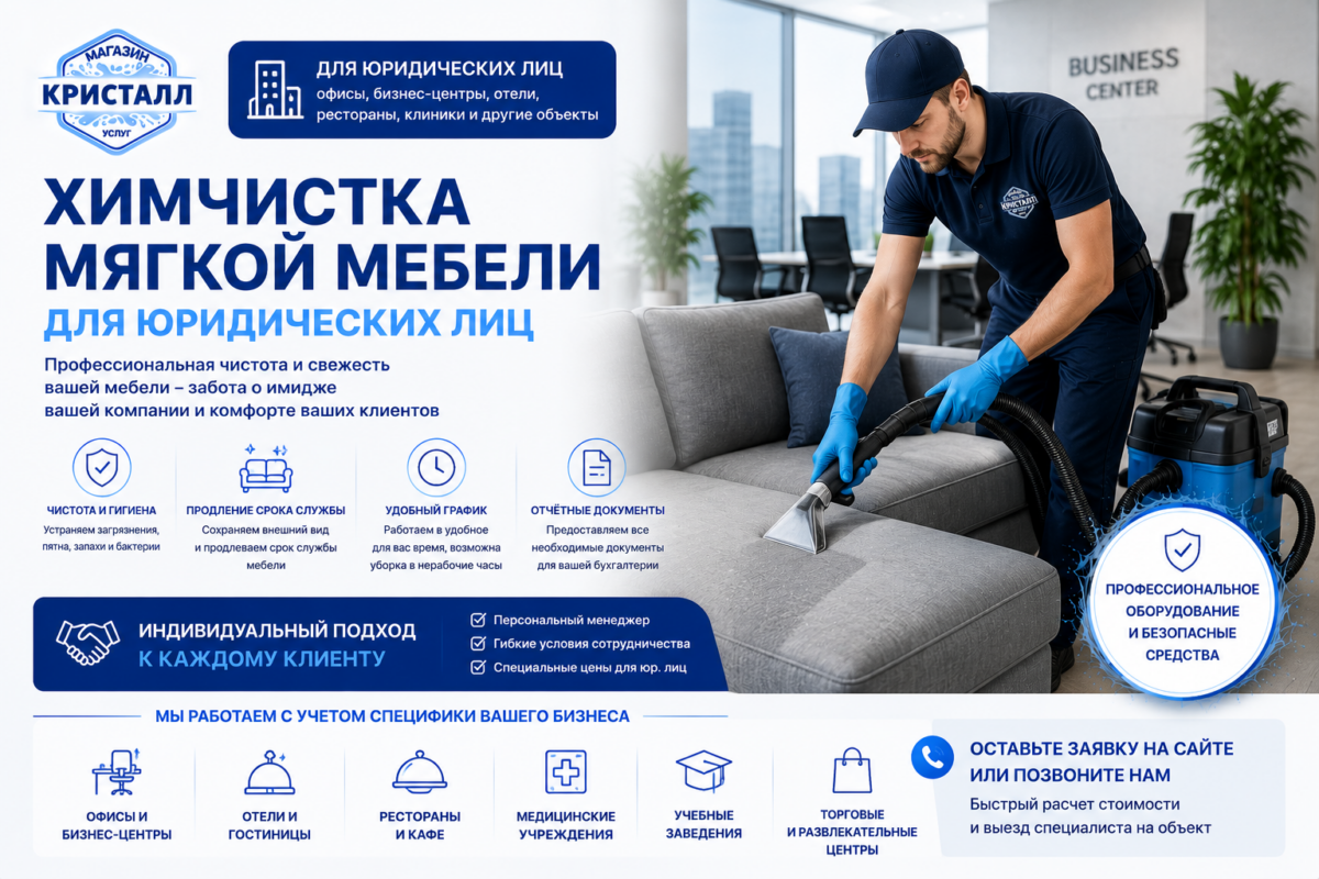 химчистка мягкой мебели для юр.лиц СПБ